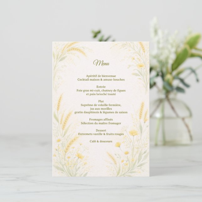 Elegant Botanical Wedding Menu (Standing Front)