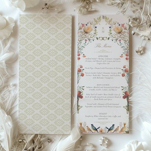 Elegant Botanical Wedding Menu Card