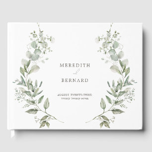 Elegant Botanical Wedding Monogram Guest Book