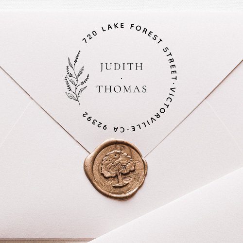 Elegant Botanical Wedding Names Return Address Self_inking Stamp