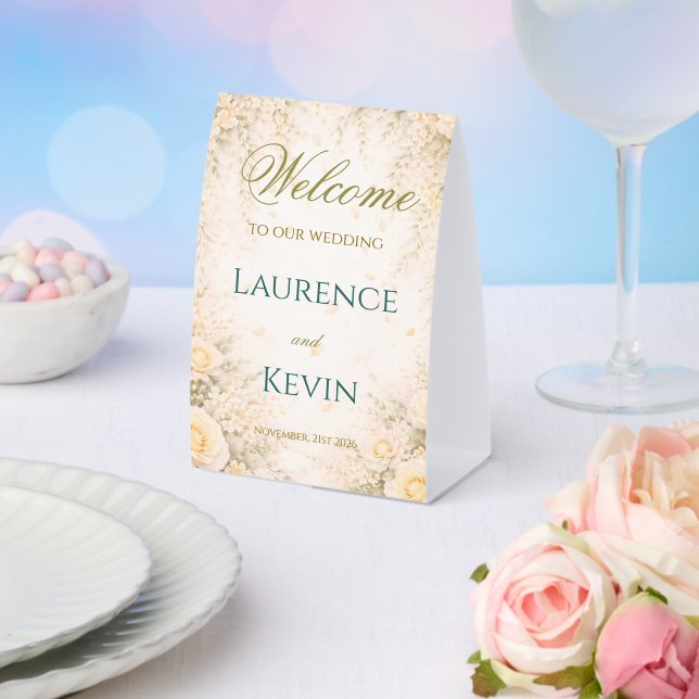 Elegant Botanical Wedding  Paper Table Tent (Insitu(Wedding))