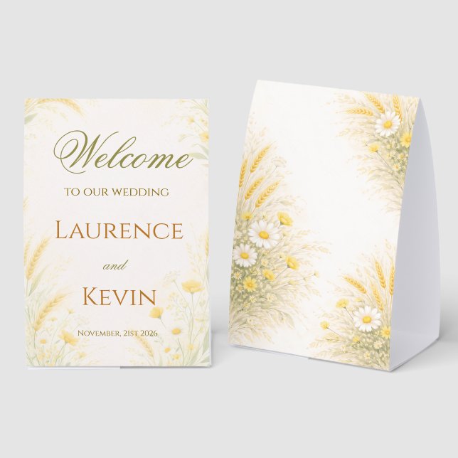 Elegant Botanical Wedding  Paper Table Tent (Front/Back)