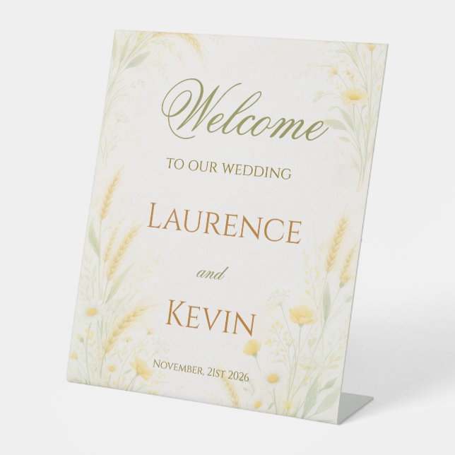 Elegant Botanical Wedding  Pedestal Sign (Front)