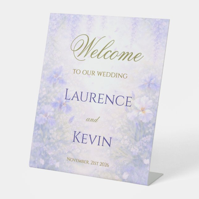 Elegant Botanical Wedding  Pedestal Sign (Front)