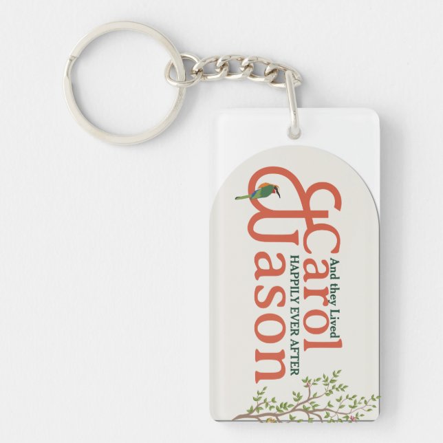 Elegant Botanical Wedding – Personalized  Key Ring (Front)