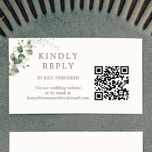 Elegant Botanical Wedding QR Code RSVP Enclosure Card