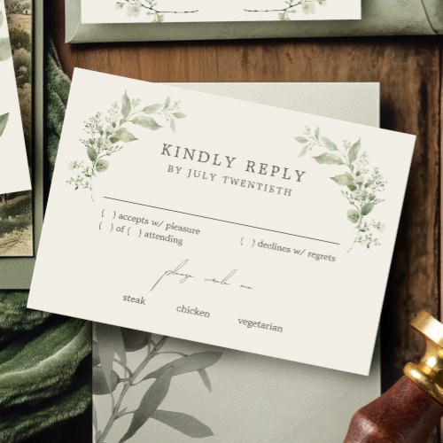Elegant Botanical Wedding RSVP Response Card