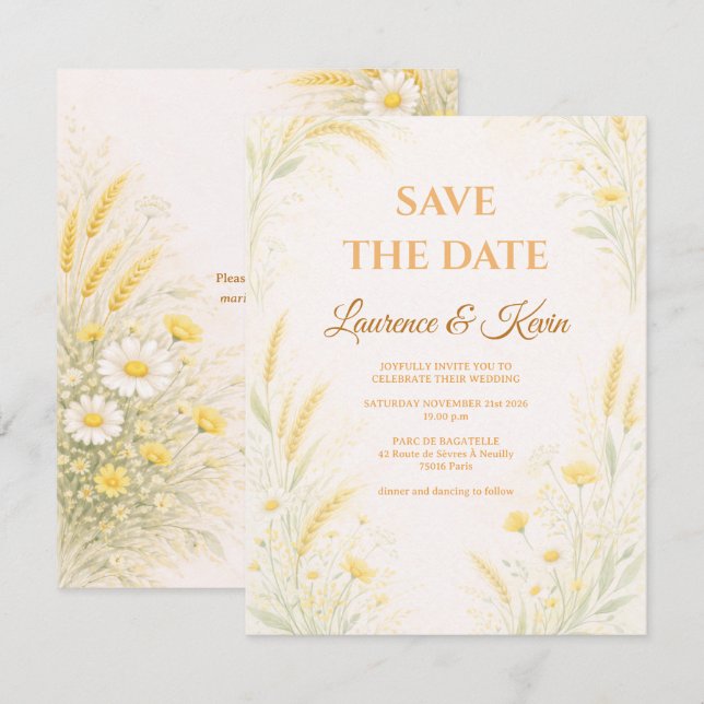 Elegant Botanical Wedding Save the date (Front/Back)