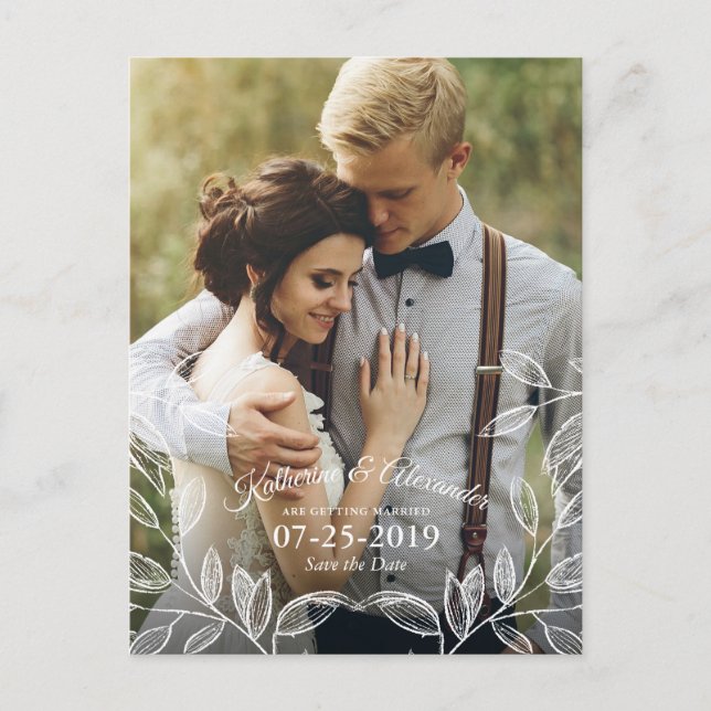 Elegant Botanical Wedding Save the Date Announcement Postcard (Front)