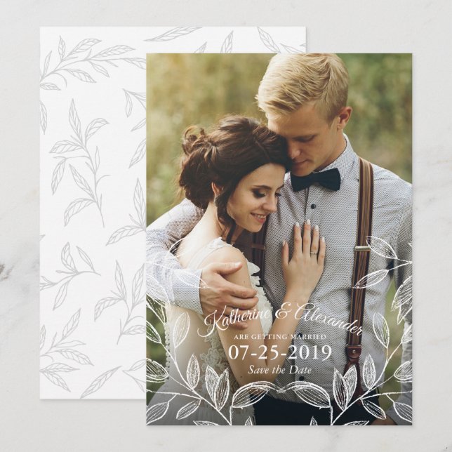 Elegant Botanical Wedding Save the Date Invitation (Front/Back)