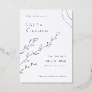 Elegant Botanical Wedding Save the Date Letterpress Photo Cards