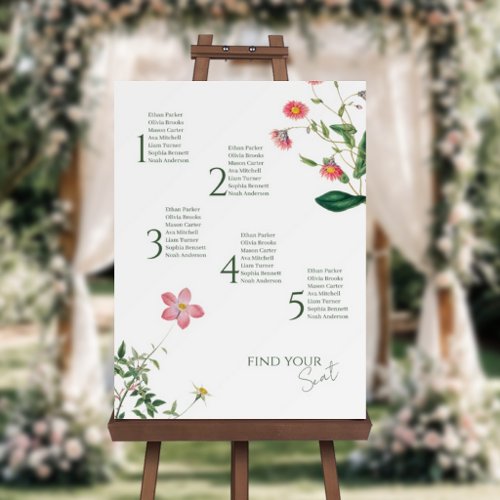 Elegant Botanical Wedding Seating Chart Foam Board