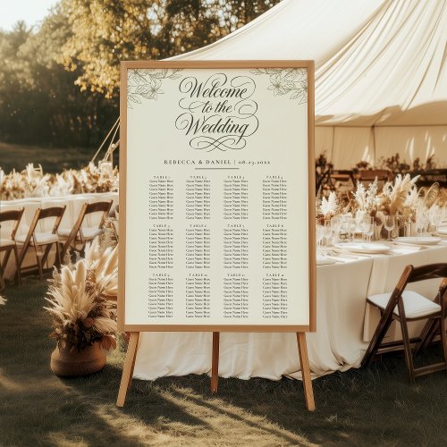 Elegant Botanical Wedding Seating Chart Foam Board