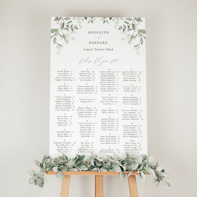 Elegant Botanical Wedding Seating Chart Foam Board (Creator Uploaded)