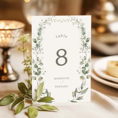 Elegant Botanical Wedding Table Number Card