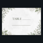 Elegant Botanical Wedding Table Number Place Card<br><div class="desc">The Watercolor Botanical Elegant Greenery Wedding Table Number Place Card is a beautiful addition to any wedding reception. The card features delicately painted greenery leaves in the corners, adding a touch of natural beauty to the design. The soft green color palette used in this place card creates a serene and...</div>