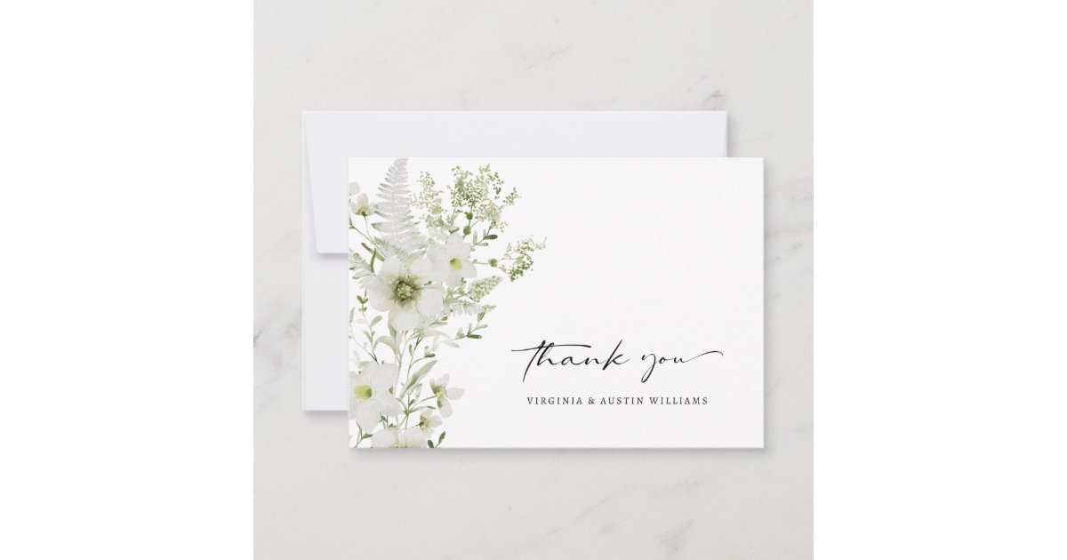 Elegant Botanical Wedding Thank You Card | Zazzle