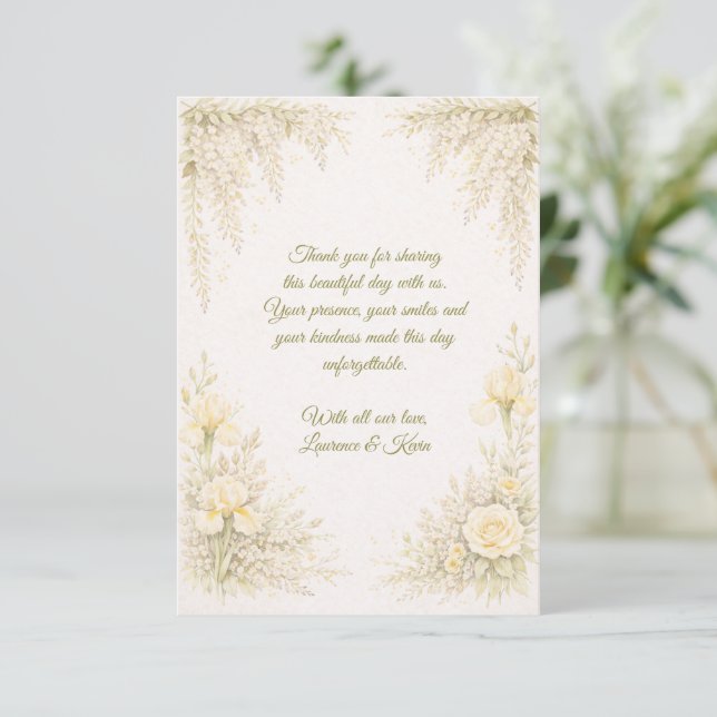 Elegant Botanical Wedding  Thank You Card (Standing Front)