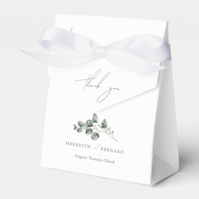 Elegant Botanical Wedding Thank You Favor Boxes (Front Side)