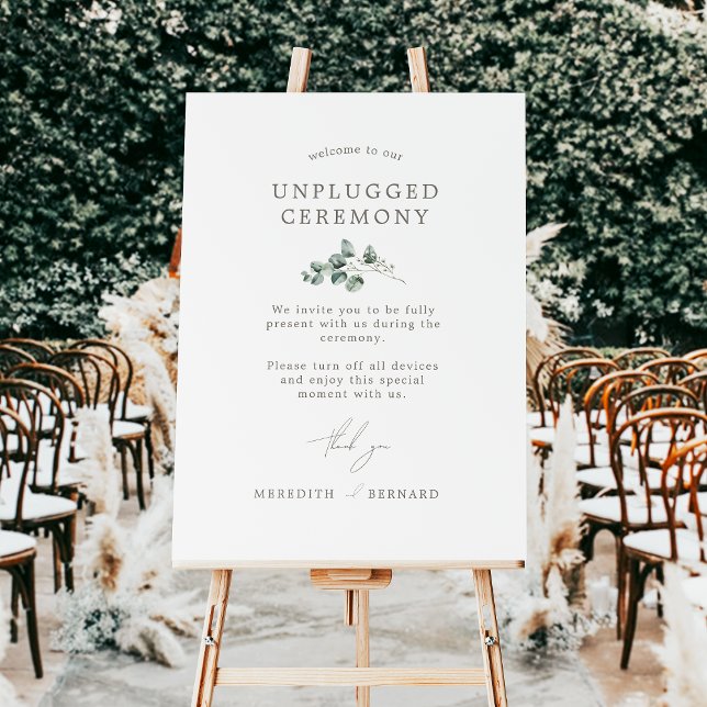 Elegant Botanical Wedding Unplugged Ceremony Sign (Creator Uploaded)