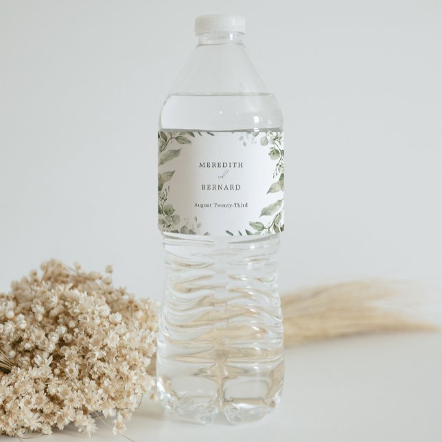 Elegant Botanical Wedding Water Bottle Label (Creator Uploaded)