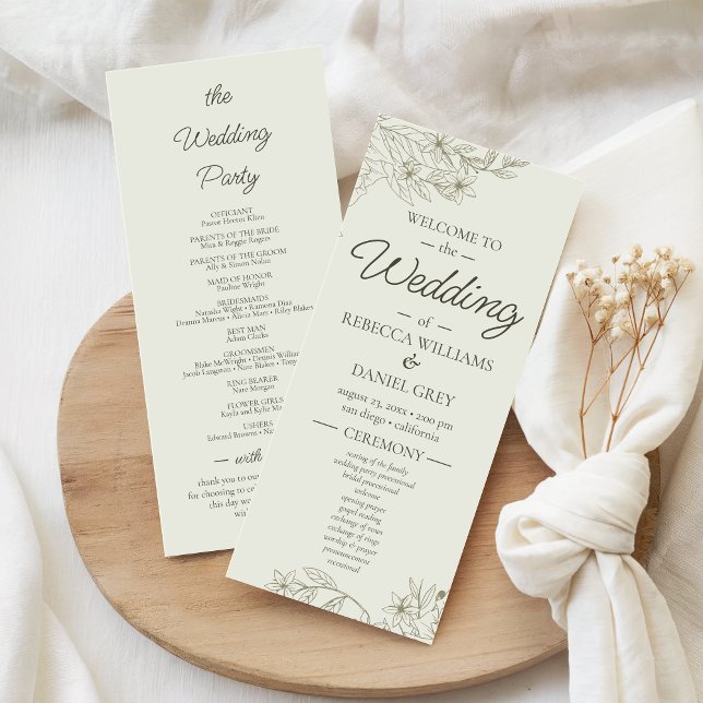 Elegant Botanical Wedding Welcome Ceremony Program (Creator Uploaded)