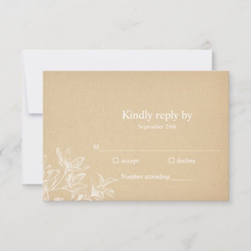 Elegant Botanical White Floral Wedding RSVP Card