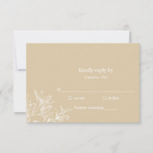 Elegant Botanical White Floral Wedding RSVP Card