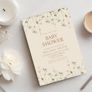 Elegant Botanical Wildflower Baby Shower Invitation