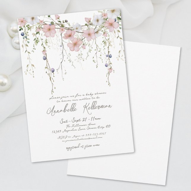 Elegant Botanical Wildflower Floral Baby Shower Invitation (Elegant Botanical Wildflower Floral Baby Shower Invitation)