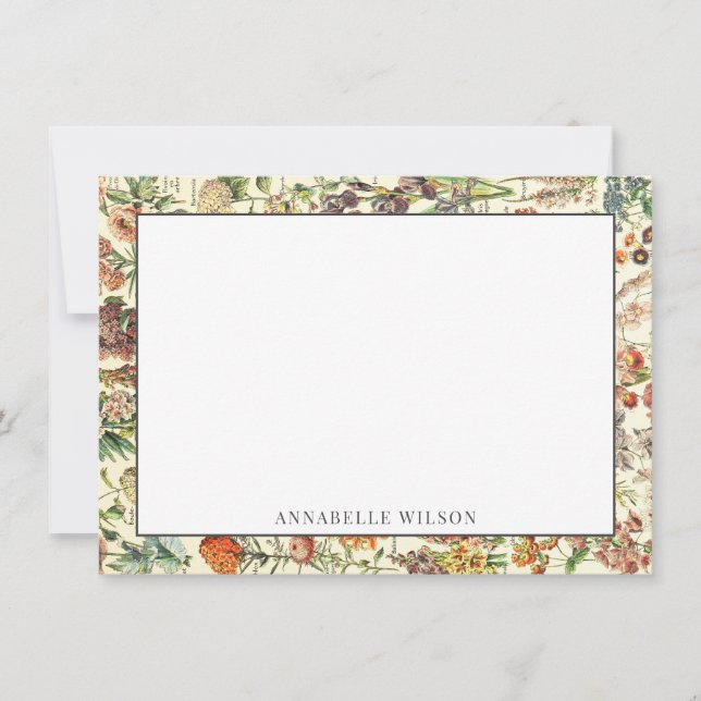 Elegant Botanical Wildflower Floral Personalized Note Card (Front)
