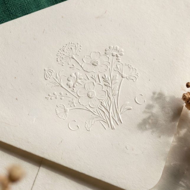 Elegant Botanical Wildflower Monogram Wedding Embosser (Elegant Botanical Wildflower Monogram Wedding Embosser)
