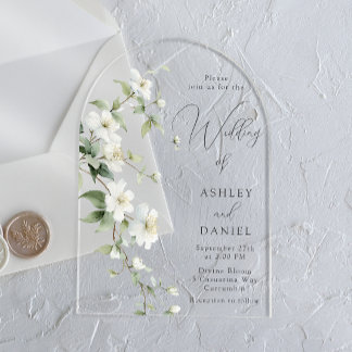 Elegant Botanical Wildflower Wedding Acrylic Invitations