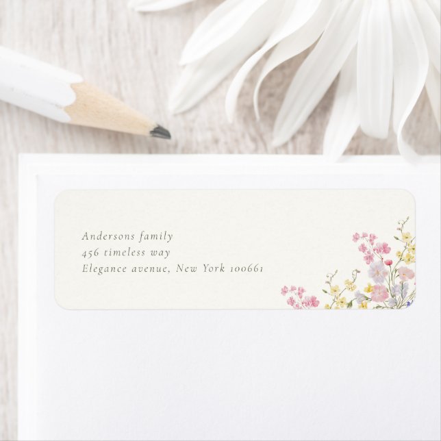 Elegant Botanical Wildflower Wedding  Label (Insitu)