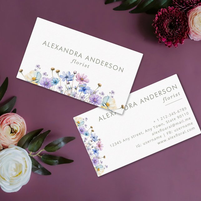 Elegant Botanical Wildflowers Professional Business Card (Elegant Botanical Wildflowers Professional Business Card)