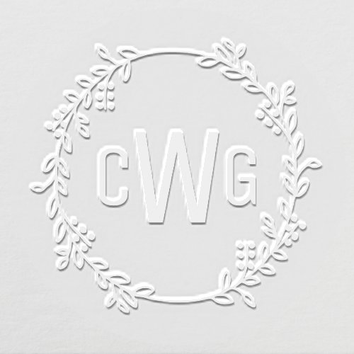 Elegant Botanical Wreath 3 Initial Monogram 1 Embosser