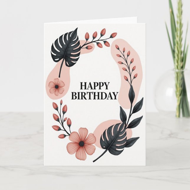 Elegant Botanical Wreath Card (Front)