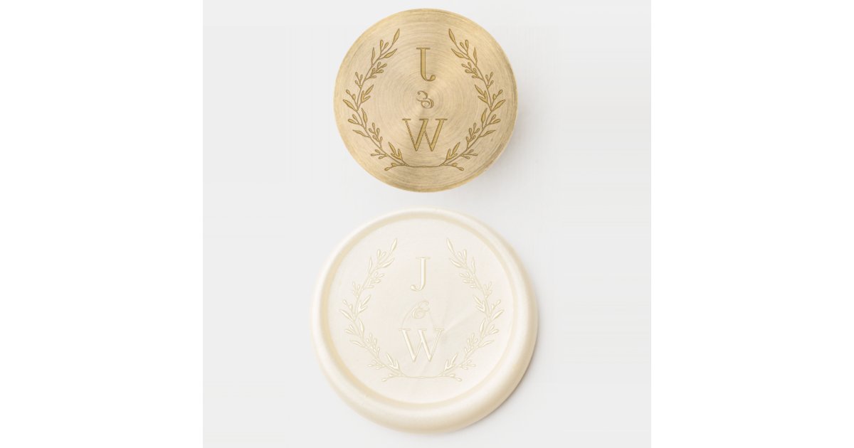 Elegant Botanical Wreath couples monogram Wax Seal Stamp | Zazzle