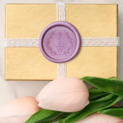 Elegant Botanical Wreath couples monogram Wax Seal Sticker