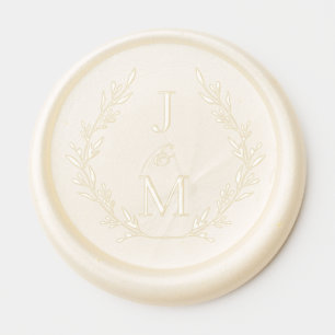 Elegant Botanical Wreath couples monogram Wax Seal Sticker