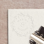 Elegant Botanical Wreath Couples Wedding Embosser<br><div class="desc">Personalize your wedding stationery or favors with this elegant embosser featuring your names joined by a decorative ampersand and encircled by a rustic botanical wreath illustration.</div>