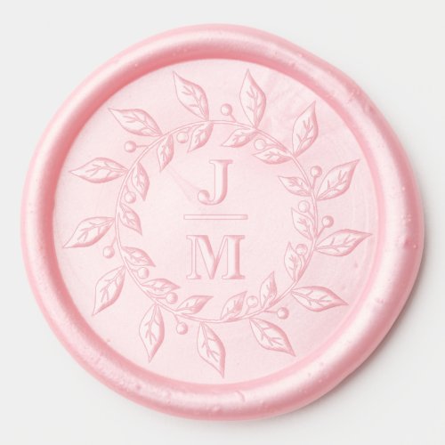 elegant botanical wreath simple monogram wedding  wax seal sticker