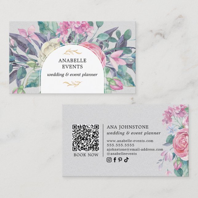 Elegant Botanicals QR Code Business Card (Front/Back)