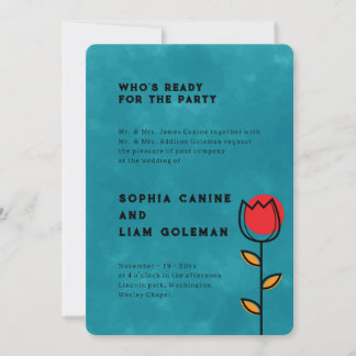 Elegant Both Parents Names | Pacific Blue Wedding Invitation