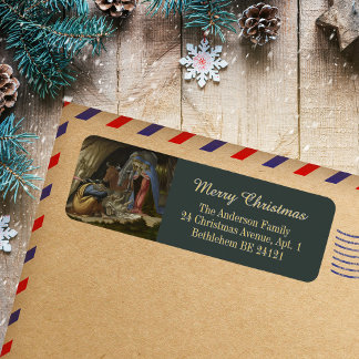 Elegant Botticelli Christian Christmas Address Label