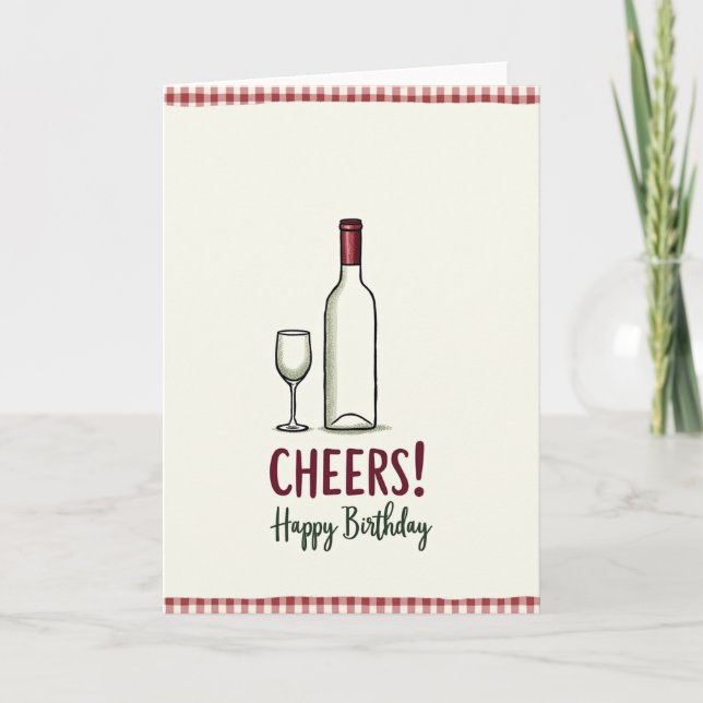 Elegant Bottle Birthday Card (Front)
