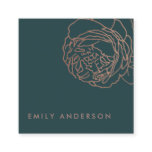 ELEGANT BOTTLE GREEN BLUSH PINK ROSE GOLD FLORAL SQUARE BUSINESS CARD
