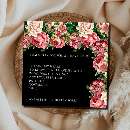 Elegant Bouquet Blush Iâm sorry apology Card
