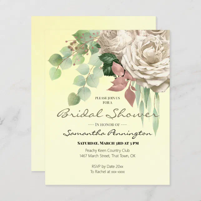 Elegant Bouquet Bridal Shower Budget Invitation Zazzle