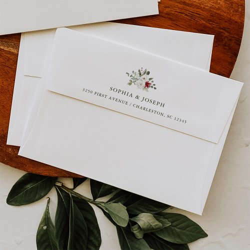 Elegant Bouquet  Christmas Holiday Wedding Envelope